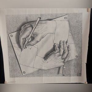 Poster “Drawing Hands" by the Dutch artist M.C. Escher